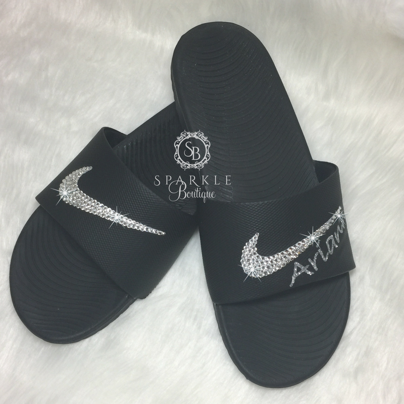sparkly nike slides